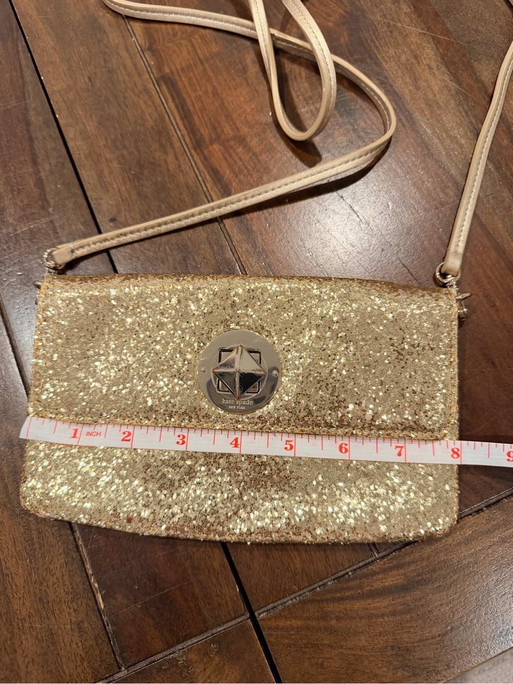 Kate Spade small crossbody gold glitter sparkle purse - Picture 9 of 11